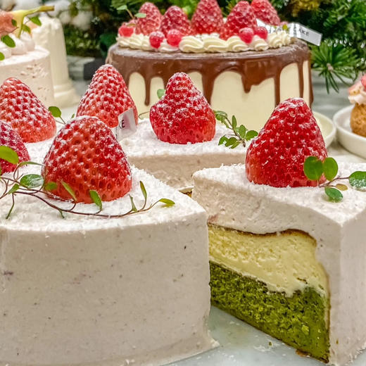 【草莓屋】三色巴斯克，kiri奶油奶酪，日本宇治抹茶，香味醇厚。 商品图1