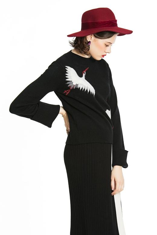 WEN&VI 仙鹤图案针织上衣 4408 商品图2