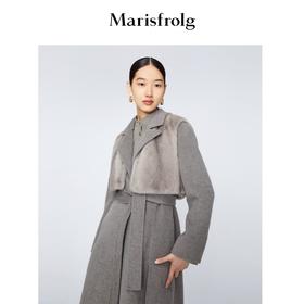 玛丝菲尔 两件套水貂皮草马甲羊毛大衣A1BW4763Q