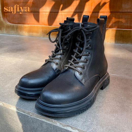 【预热双12】Safiya/索菲娅 新潮溶解底2022冬季新款圆头侧拉链百搭机车马丁靴 SF24116403 商品图8