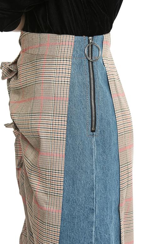 BASIC HOUSE 荷叶边格纹开衩半身裙 4428 商品图4