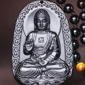 【平安是福乌金黑曜石本命佛挂坠】