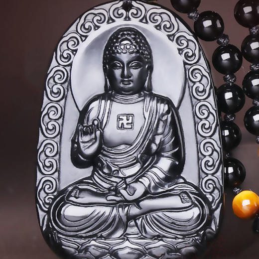 【平安是福乌金黑曜石本命佛挂坠】 商品图0