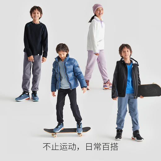 【专属】moodytiger儿童长裤2022冬新款摇粒绒拼接耐磨防风宽松休闲运动裤 M24111303 商品图4