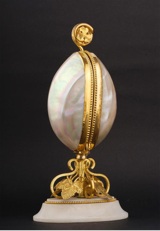 独角鹿西洋古董法国大理石嵌叶片造型铜鎏金蛋形母贝外壳缝纫套件 商品图2