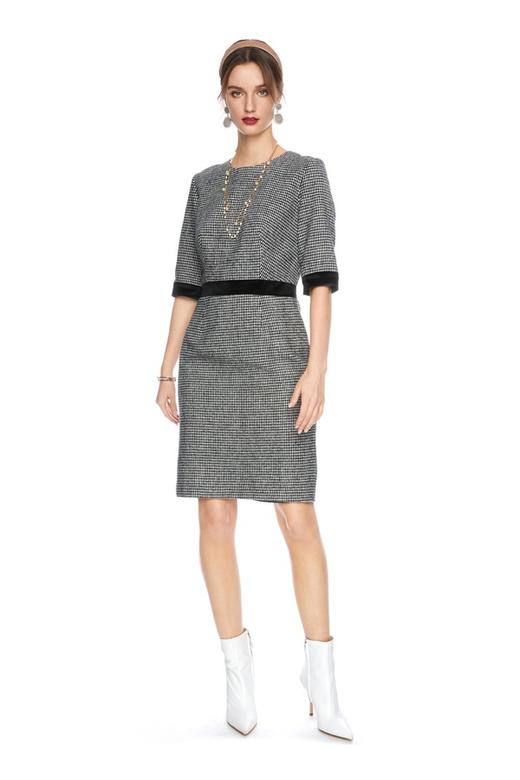 Lia Shade 千鸟格收腰连衣裙 4648 商品图0