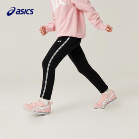 ASICS/亚瑟士童装冬季男女儿童针织长裤黑色休闲裤运动