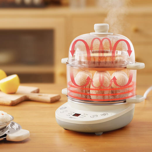 【小程序】小熊煮蛋器 ZDQ-C14Q8 米黄色 双层蒸盘 电子式 商品图0