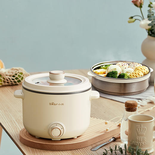 【小程序】小熊电热锅 DRG-E25H1 米黄色 2.5L 不粘锅身+五金蒸笼 商品图5