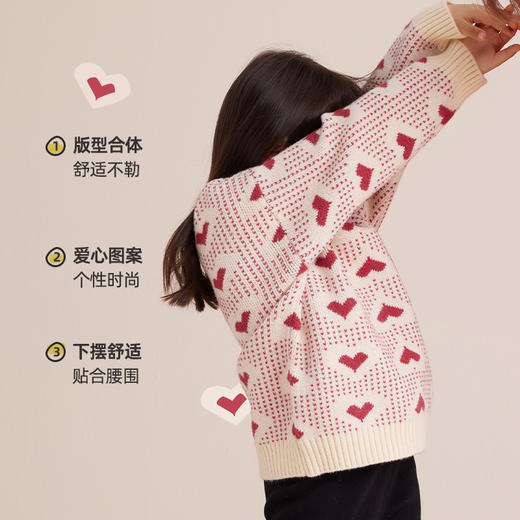【好穿耐磨不易起球】气质爱心提花满印加厚毛衣PDMY2251 商品图1