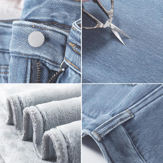 【加绒·阔腿牛仔裤】自带可调节腰部纽扣不挑腰围，高腰收腹宽松藏肉修饰腿型显高显瘦 商品图4
