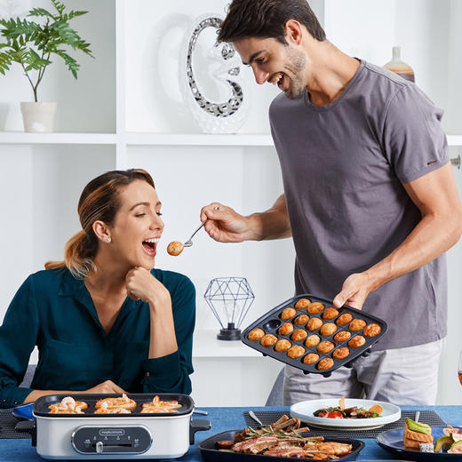 餐桌变厨房【煎烤涮一体 轻油少烟】多功能料理锅 电烧烤炉电火锅电蒸锅 D不参与折扣和优惠 商品图2