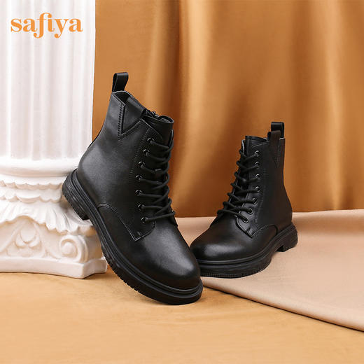 【预热双12】Safiya/索菲娅 新潮溶解底2022冬季新款圆头侧拉链百搭机车马丁靴 SF24116403 商品图9