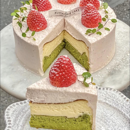 【草莓屋】三色巴斯克，kiri奶油奶酪，日本宇治抹茶，香味醇厚。 商品图0