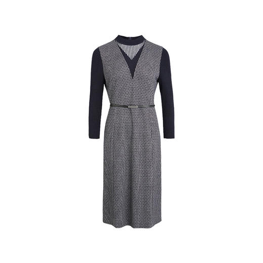 皮尔卡丹女装连衣裙法式假两件羊毛通勤职业A字裙P3134E2930N3 商品图4