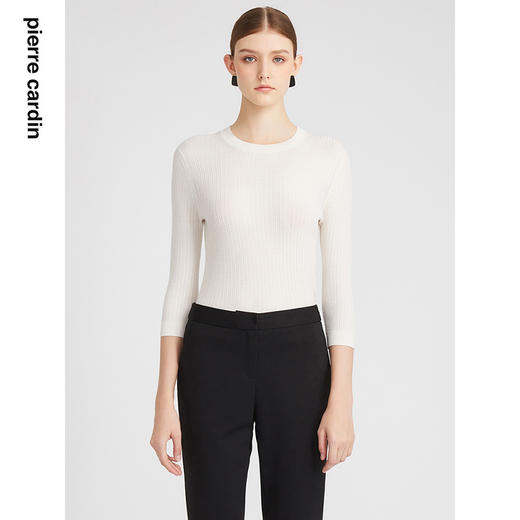 皮尔卡丹女装针织衫春秋羊毛圆领通勤百搭套头针织衫P2399K2308W0
 商品图0