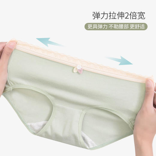 洁丽雅4条装中腰纯棉女士内裤蕾丝腰边小清新纯棉底裆内裤女 商品图4
