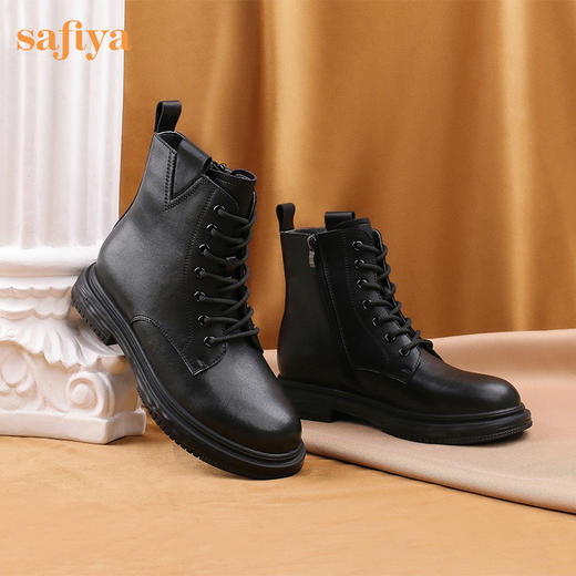 【预热双12】Safiya/索菲娅 新潮溶解底2022冬季新款圆头侧拉链百搭机车马丁靴 SF24116403 商品图5
