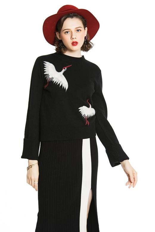WEN&VI 仙鹤图案针织上衣 4408 商品图0