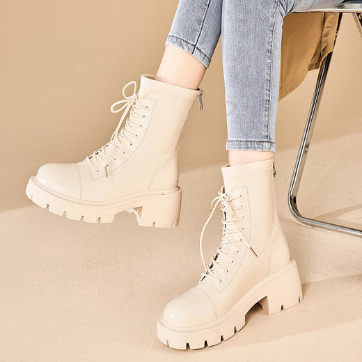 【拼】西遇马丁靴女秋冬季新款女鞋甜酷黑色is美式复古机车鞋子D1923677/ D0024035 商品图2