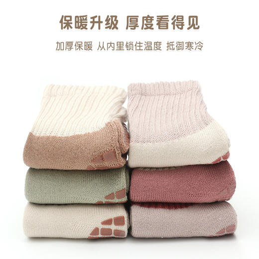 【超暖3双装！新生宝宝加厚毛圈防滑底部】2023兔年限定新年男女童袜子，脚感软糯不磨脚不掉跟，0-5岁加厚大面积点胶婴幼儿小童宝宝中筒毛巾袜子小卡通三双装毛圈袜 商品图2