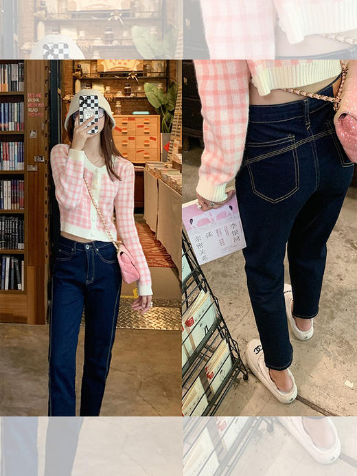 <曾小咸推荐>巨折清仓秒杀，稀有现货24小时发【仅限今日】棋盘格格子针织开衫显瘦软糯长袖上衣 商品图3