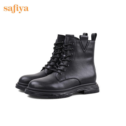 【预热双12】Safiya/索菲娅 新潮溶解底2022冬季新款圆头侧拉链百搭机车马丁靴 SF24116403 商品图1