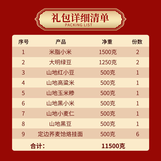 【陕北特产】米脂小米1.5kg*2+大明绿豆1.25kg*2+五谷杂粮500g*6+定边荞麦饸烙挂面500g*6 商品图1