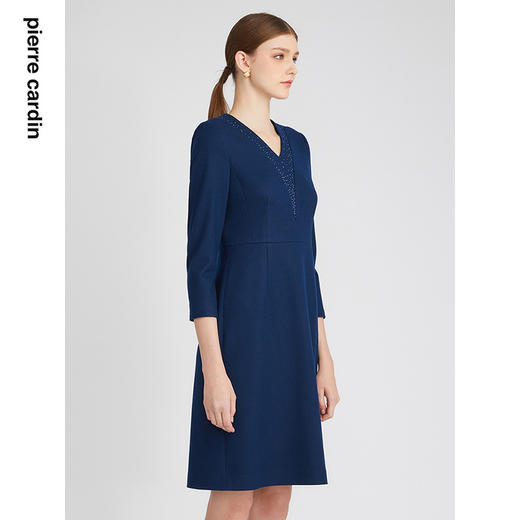 皮尔卡丹女装冬季新款端庄优雅修身羊毛连衣裙P2410E2867L0 商品图1