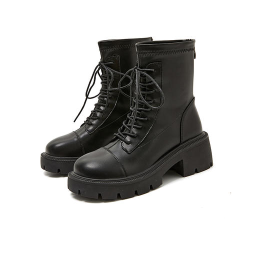 【拼】西遇马丁靴女秋冬季新款女鞋甜酷黑色is美式复古机车鞋子D1923677/ D0024035 商品图4