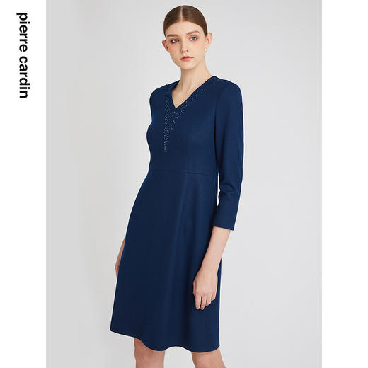 皮尔卡丹女装冬季新款端庄优雅修身羊毛连衣裙P2410E2867L0 商品图4