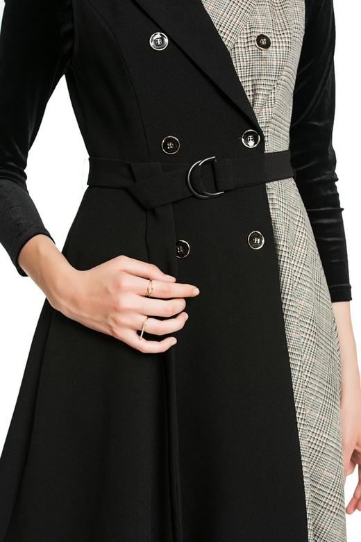 SUMMER & SAGE 双排扣拼接无袖连衣裙 4469 商品图4