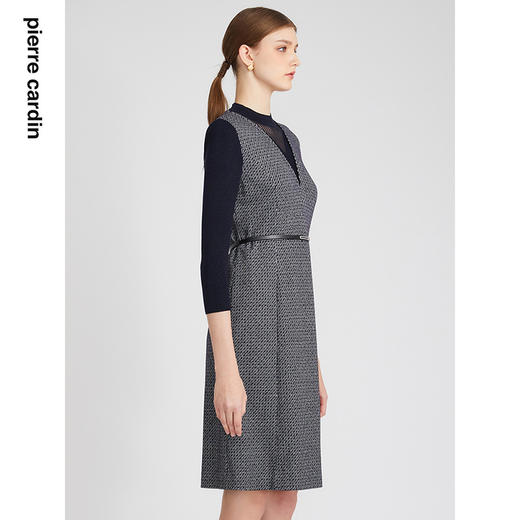 皮尔卡丹女装连衣裙法式假两件羊毛通勤职业A字裙P3134E2930N3 商品图1
