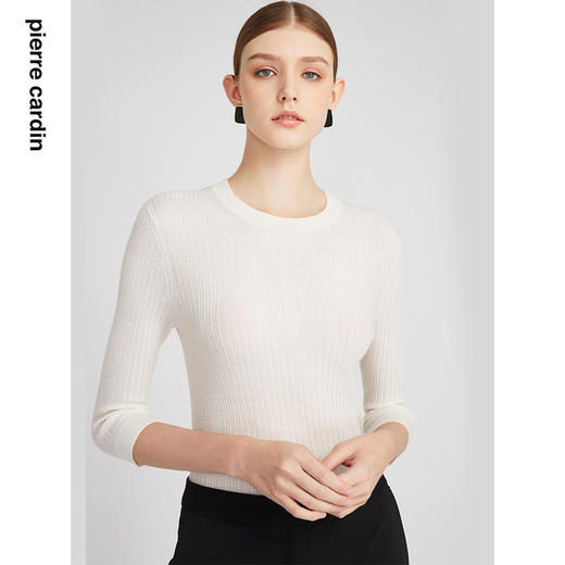 皮尔卡丹女装针织衫春秋羊毛圆领通勤百搭套头针织衫P2399K2308W0
 商品图3