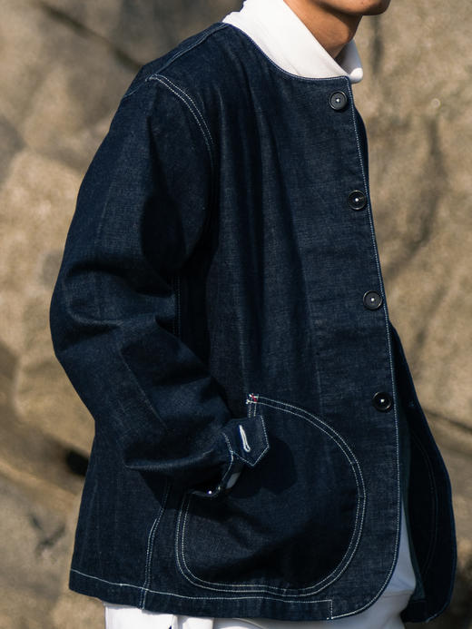 Thrillsongs/复古赤耳牛仔无领夹克外套 商品图0
