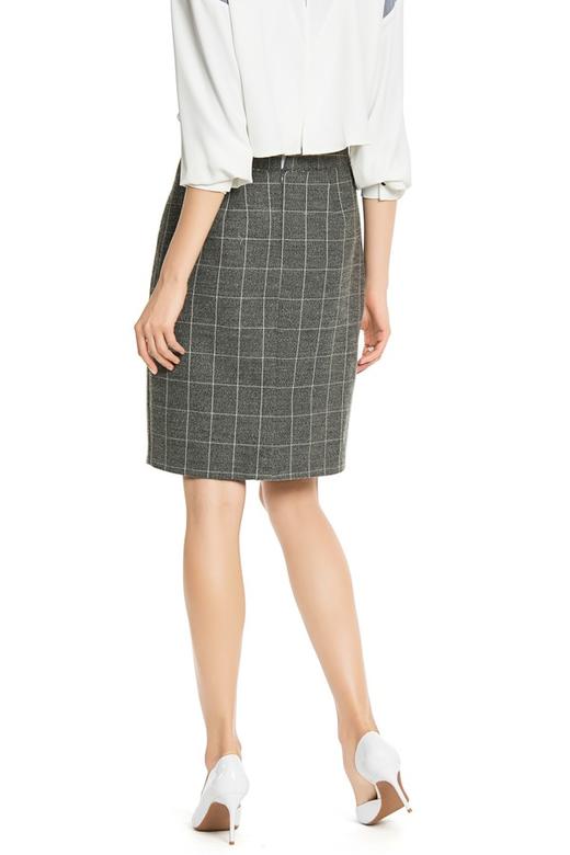 AVA 灰色格纹高腰半身裙 4515 商品图3