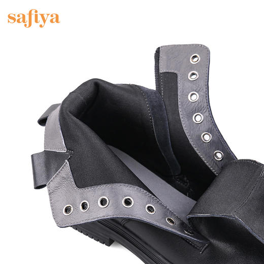 【预热双12】Safiya/索菲娅 新潮溶解底2022冬季新款圆头侧拉链百搭机车马丁靴 SF24116403 商品图11