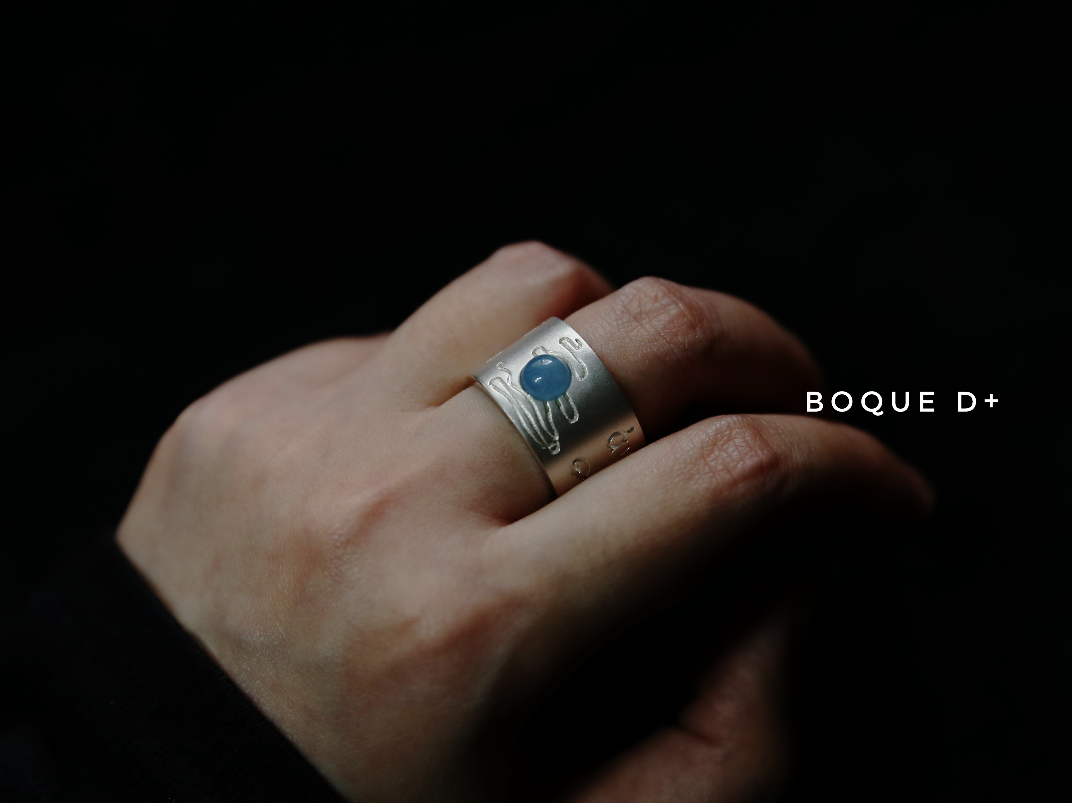 Boque d+ 925银海蓝宝水面波纹原创定制戒指