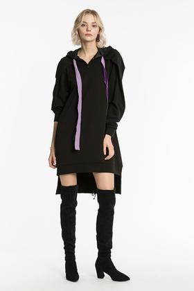 WEN&VI 黑色连帽长卫衣 4410