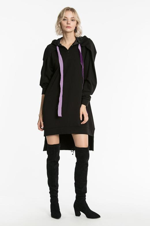 WEN&VI 黑色连帽长卫衣 4410 商品图0