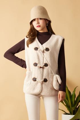 ANSUABEL 米杏羊羔毛带包马甲 10591