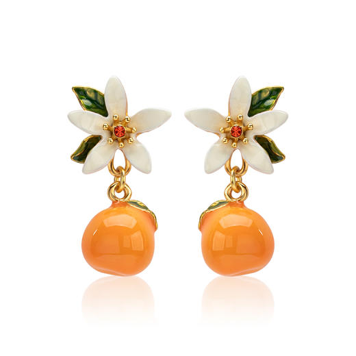 橙子花果耳饰 耳钉 耳夹可选 商品图0