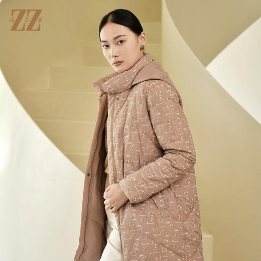 佐尔美2022冬季新款 双面穿连帽气质休闲舒服保暖羽绒服女E24YY06 商品图3