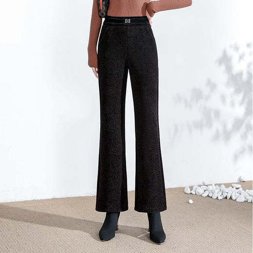 冬季新款高腰宽松修身加绒外穿妈妈裤子防寒遮肉厚款一件代发 商品图1