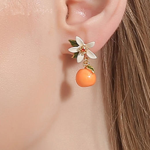 橙子花果耳饰 耳钉 耳夹可选 商品图1