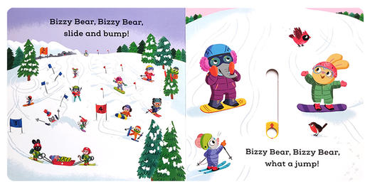 送音频英文原版Bizzy Bear: Snow Fun忙碌的小熊雪地乐趣小熊很忙 低幼儿童启蒙认知绘本纸板书撕不烂宝宝亲子互动共读抽拉机关书 商品图2