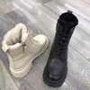 IUIU SECOND 冬季保暖加绒马丁靴石头纹牛皮短靴女 U21DS46231 商品缩略图2