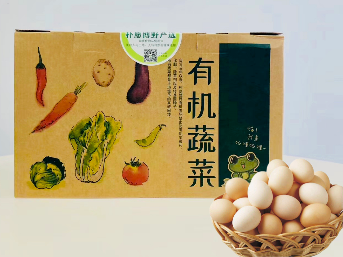 来自健康土地的味道~ 6品种当季新鲜有机蔬菜 +土鸡蛋  精品礼盒装