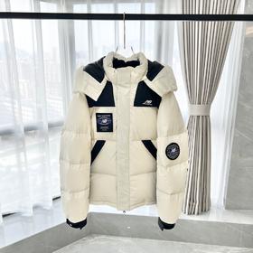 代购级版本！！新百伦新款保暖情侣连帽徽章羽绒服外套