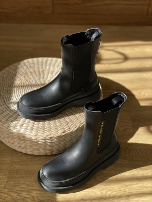 小牛皮切尔西靴 字母乳胶底更软舒适防滑纯皮靴 商品图2